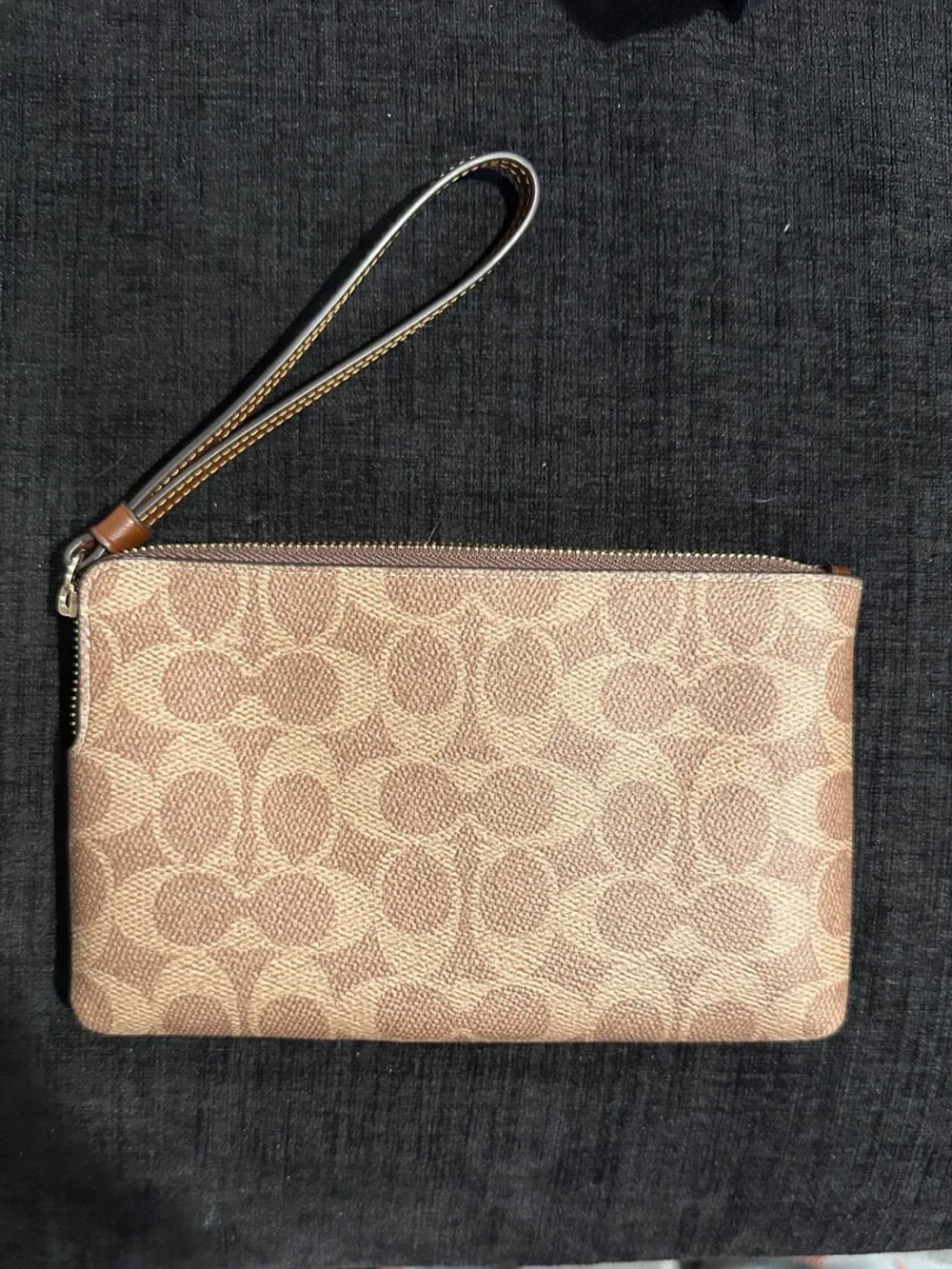 Coach Signature Canvas Wristlet in Light Brown/Tan
